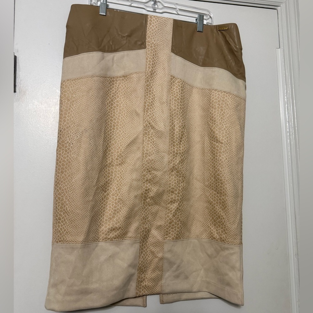 Marc New York Tan & Biege Textured Pencil Skirt